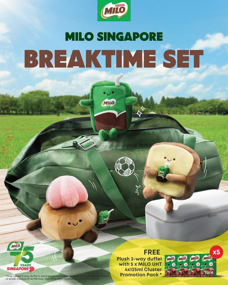 MILO-Singapore-Limited-Edition-BREAKTIME-Plush-Sling-Bag-Promotion-4 15 September 2026 onwards: MILO Singapore: Limited-Edition BREAKTIME Plush Sling Bag Promotion – Pandan Waffle & Pink Gem Biscuit Designs at Selected Retailers