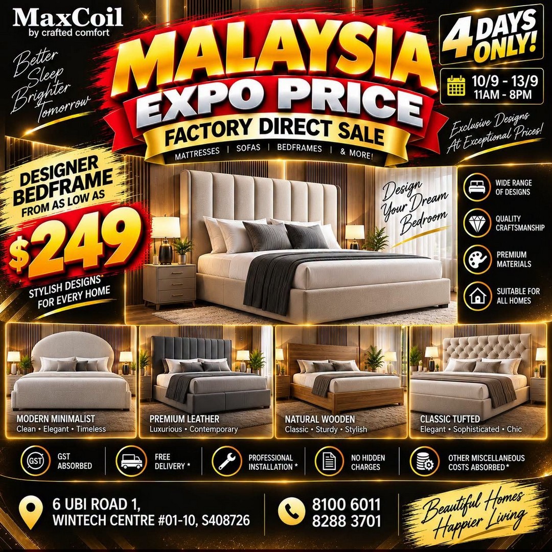 MaxCoil-Singapore-Malaysia-Expo-Price-Furniture-Sale-3 10-13 September 2026: MaxCoil Singapore: Malaysia Expo Price Furniture Sale with Up to 80% Off Mattresses, Bedframes, Sofas & More