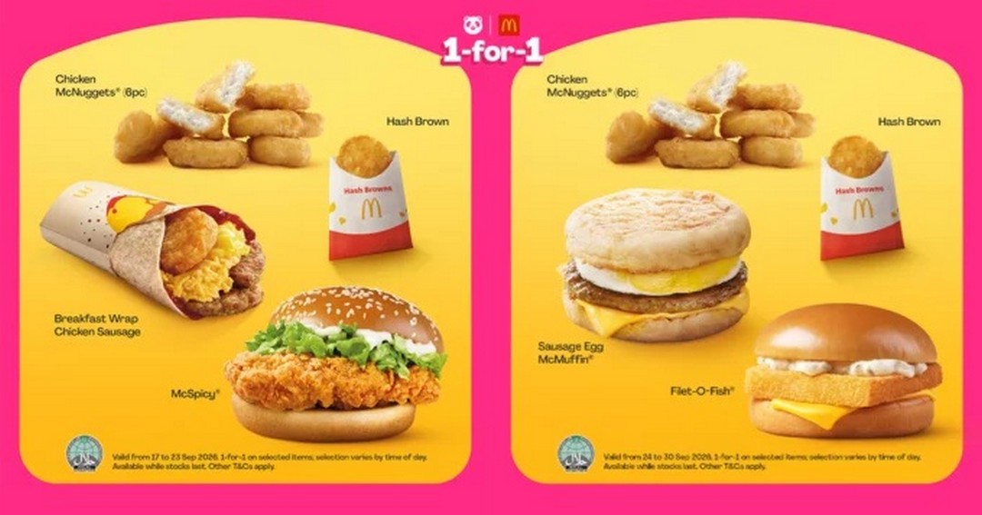 McDonalds-Singapore-foodpanda-1-for-1-Deals-on-Breakfast 17–30 September 2026: McDonald’s Singapore & foodpanda: 1-for-1 Deals on Breakfast, McSpicy, Chicken McNuggets and More