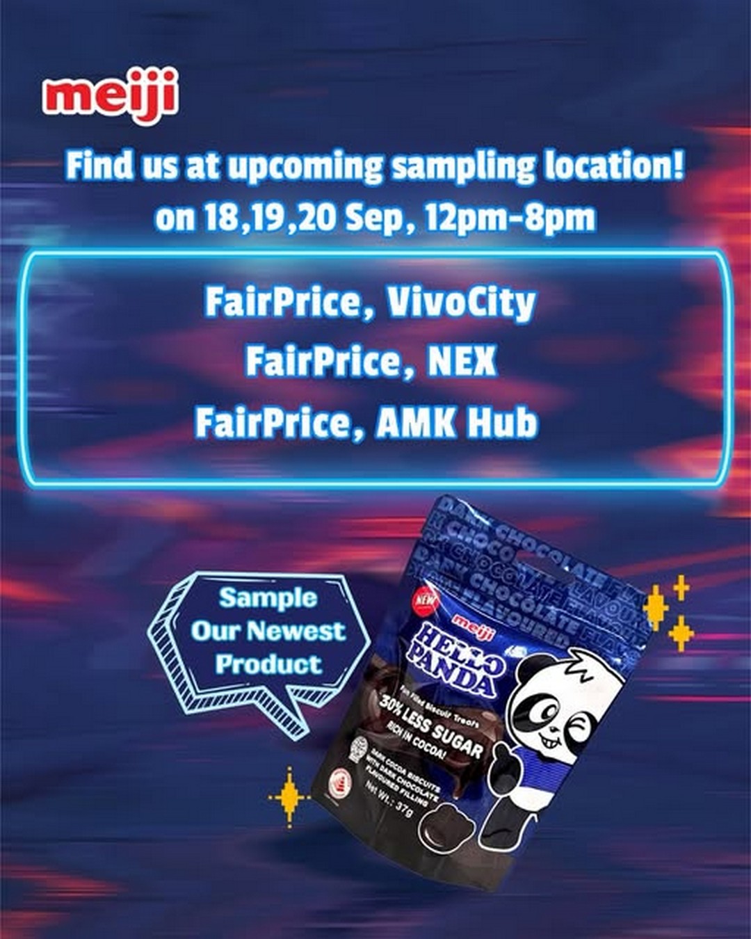 Meiji-Seika-Singapore-Hello-Panda-Dark-Choco-30-Less-Sugar-Sampling 18-20 September 2026: Meiji Seika Singapore: Hello Panda Dark Choco 30% Less Sugar Sampling Promotion at FairPrice VivoCity, NEX & AMK Hub