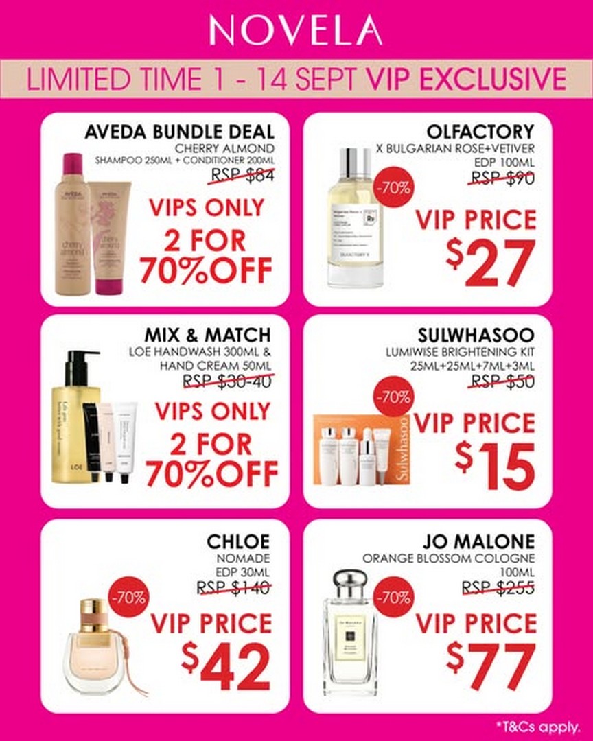 Novela-Singapore-Beauty-Power-Deals-Promotion 1-14 September 2026: Novela Singapore: Beauty Power Deals Promotion with Cash Vouchers and VIP Gold Offers