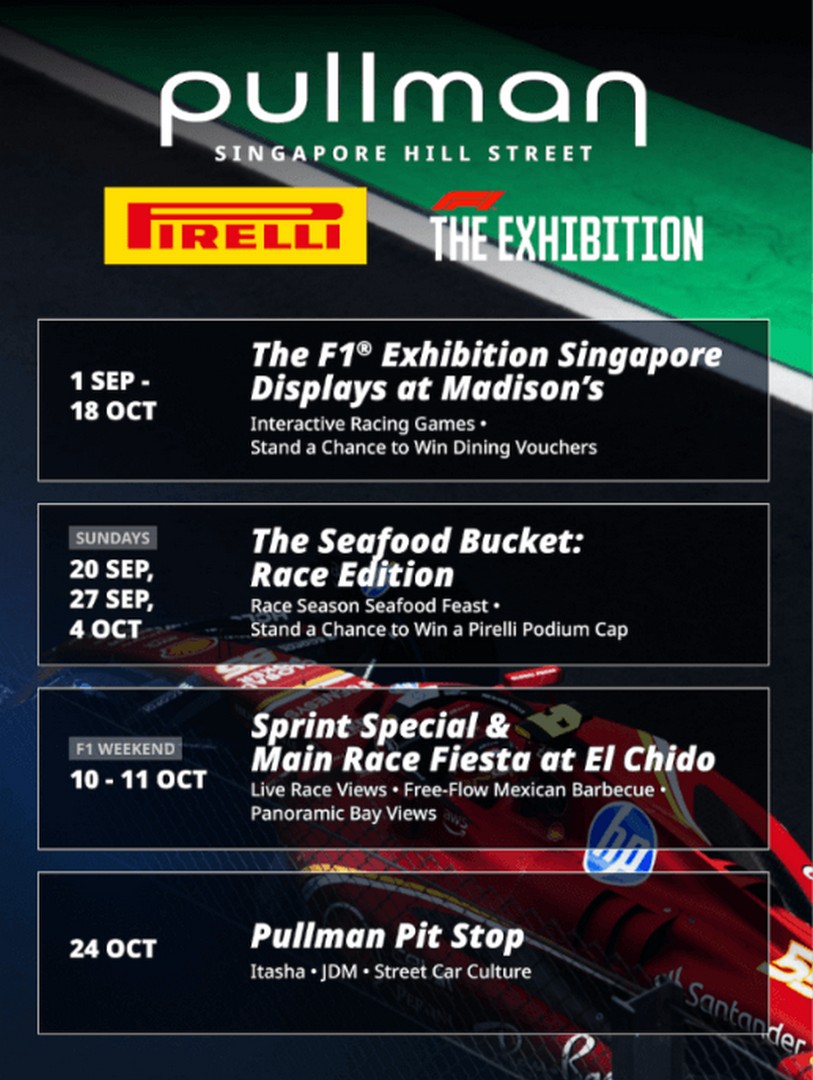 Pullman-Singapore-Hill-Street-F1-Season-Dining-Racing-Promotion 1 September-24 October 2026: Pullman Singapore Hill Street: F1 Season Dining & Racing Promotion with Interactive Games, Seafood Bucket, F1 Simulator and Pullman Pit Stop