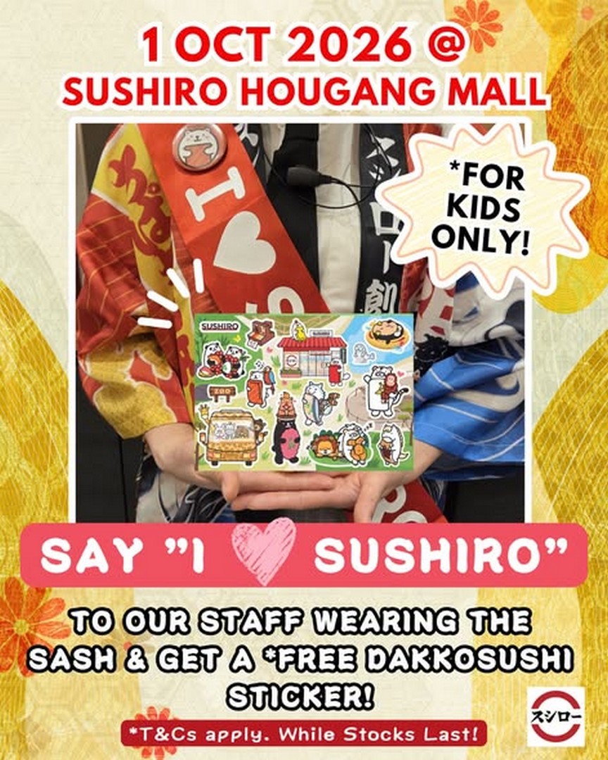 SUSHIRO-Singapore-Hougang-Mall-Grand-Opening-Promotion-2 1-14 October 2026: SUSHIRO Singapore: Hougang Mall Grand Opening Promotion with Up to 50% Off Selected Sushi, $1.50++ Drinks and Lucky Dip