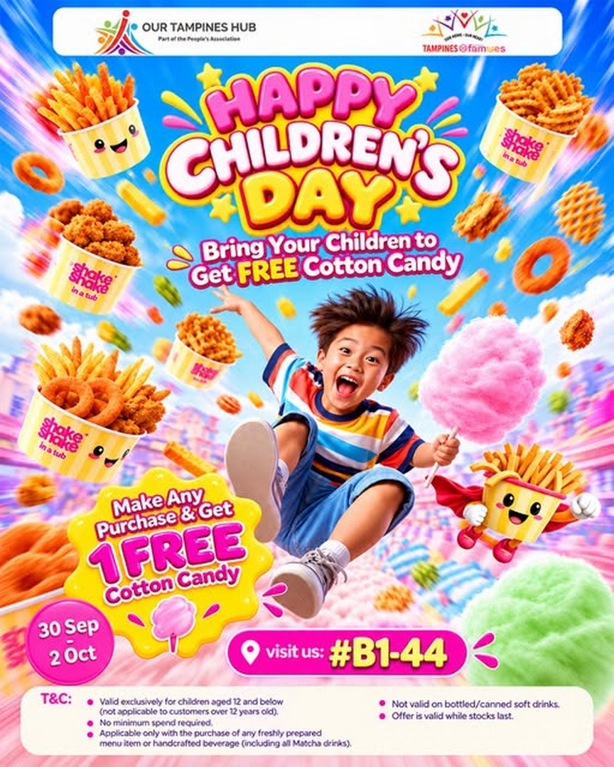 Shake-Shake-in-a-Tub-Childrens-Day-Promotion-with-Free-Cotton-Candy 30 September-2 October 2026: Shake Shake in a Tub: Children’s Day Promotion with Free Cotton Candy at Our Tampines Hub