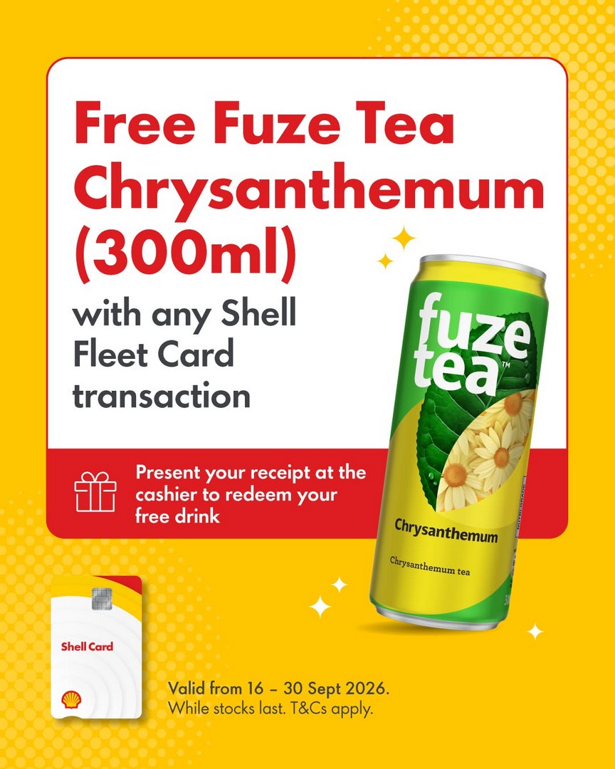 Shell-Singapore-Free-Fuze-Tea-Chrysanthemum-with-Shell-Fleet-Card 16-30 September 2026: Shell Singapore: Free Fuze Tea Chrysanthemum with Shell Fleet Card Transaction Promotion, Available at Shell Stations While Stocks Last