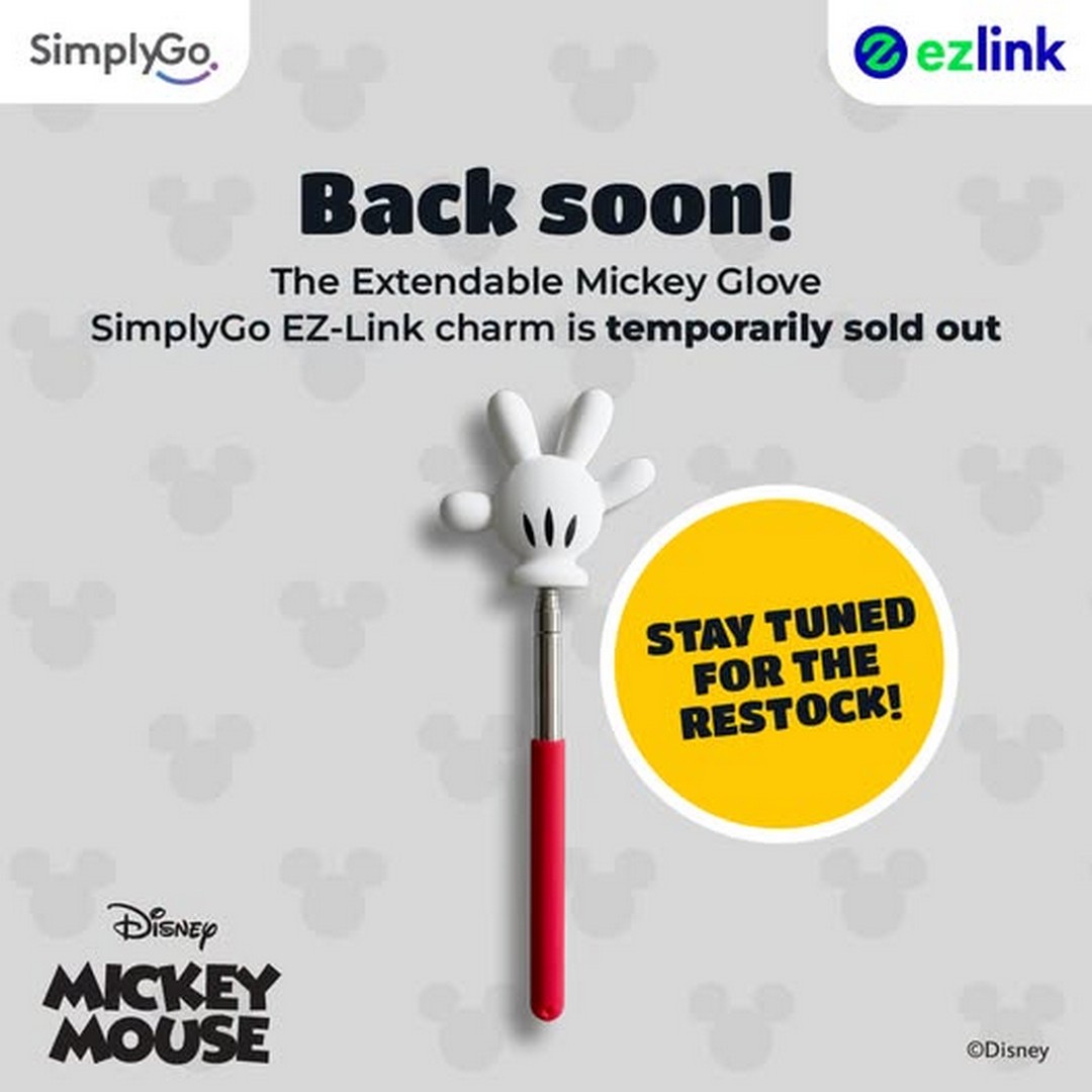 SimplyGo-Singapore-Extendable-Mickey-Glove-EZ-Link-Charm-Restock-Promotion Mid-October 2026: SimplyGo Singapore: Extendable Mickey Glove EZ-Link Charm Restock Promotion, Grab Yours Before It Sells Out Again