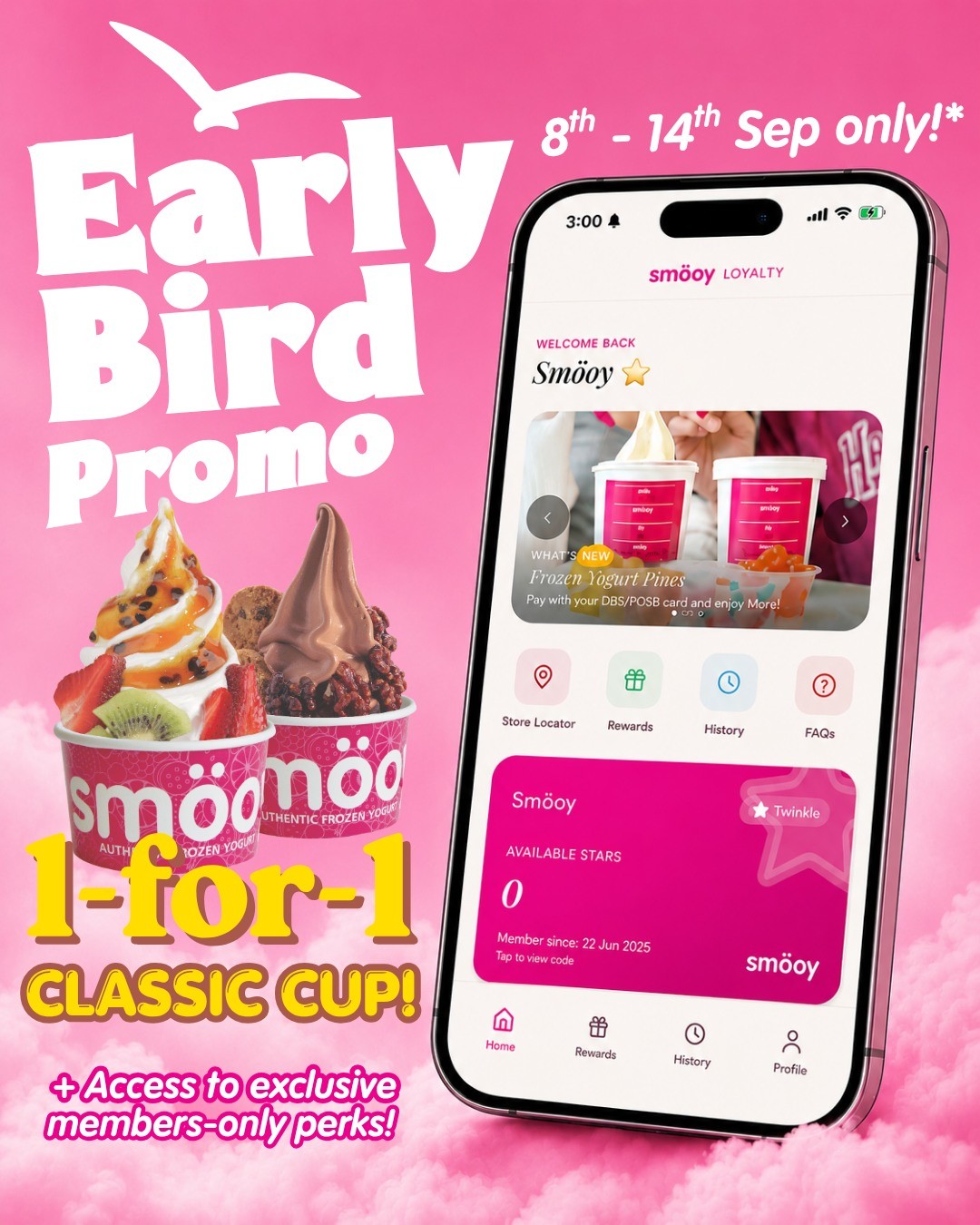 Smooy-Singapore-1-for-1-Classic-Cup-Promotion 8-14 September 2026: Smooy Singapore: 1-for-1 Classic Cup Promotion for Rewards Members, Limited-Time Frozen Yogurt Deal