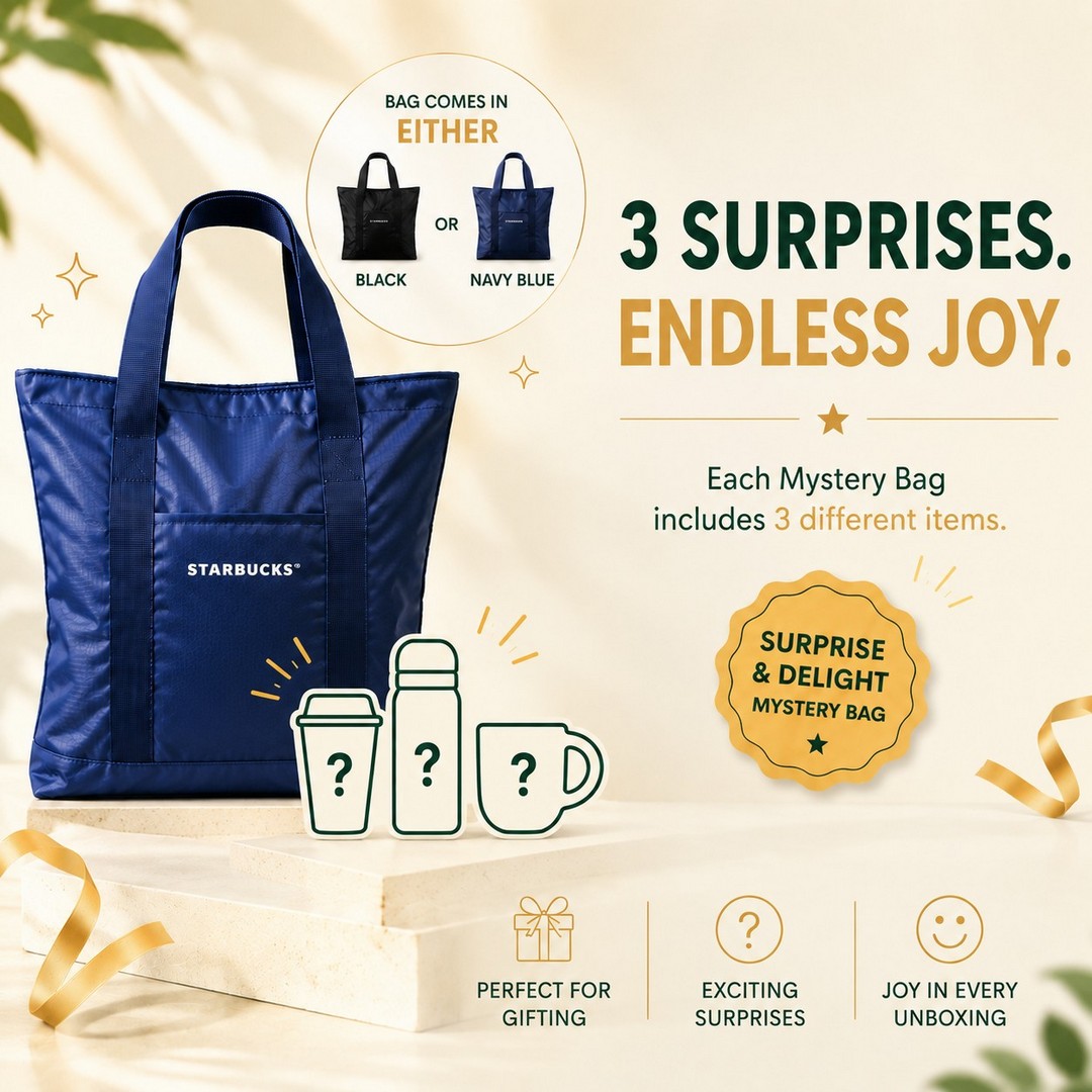 Starbucks-Mystery-Bag-Promotion-at-49.90-with-Three-Drinkware 21 September 2026 onwards: Starbucks: Mystery Bag Promotion at $49.90 with Three Drinkware Pieces and Tote Bag, Available at Selected Stores and Starbucks Online Store from 10am