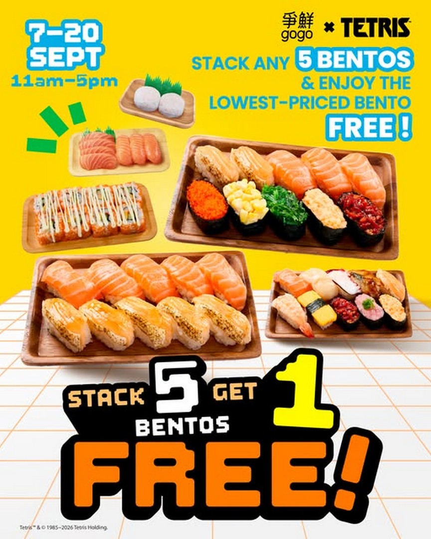 Sushi-Express-Singapore-Buy-5-Bento-and-Get-1-FREE-Bento-Promotion 7-20 September 2026: Sushi Express Singapore: Buy 5 Bento and Get 1 FREE Bento Promotion, Cashless Payment Only