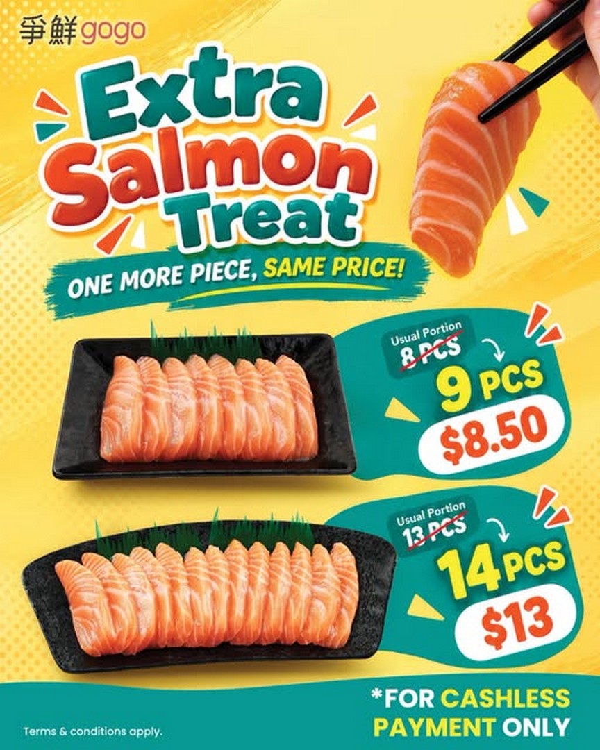 Sushi-Express-Singapore-Extra-Salmon-Treat-Promotion Now till 30 September 2026: Sushi Express Singapore, Extra Salmon Treat Promotion, Get More Salmon Sashimi at the Same Price at 争鲜gogo