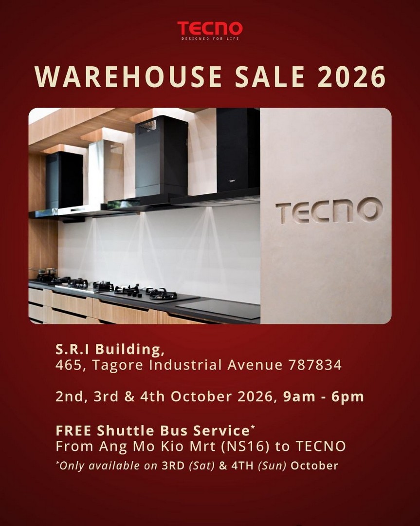 TECNO-Warehouse-Sale-with-Appliances-from-78-1-1 2-4 October 2026: TECNO: Warehouse Sale with Appliances from $78, Up to 80% Off, Free Mystery Gifts and 0% Instalment at Tagore Industrial Avenue