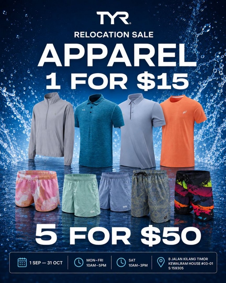 TYR-Singapore-Massive-Relocation-Clearance-Sale-2 1 September-31 October 2026: TYR Singapore: Massive Relocation Clearance Sale with Up to 80% OFF Swimwear, Apparel and Accessories