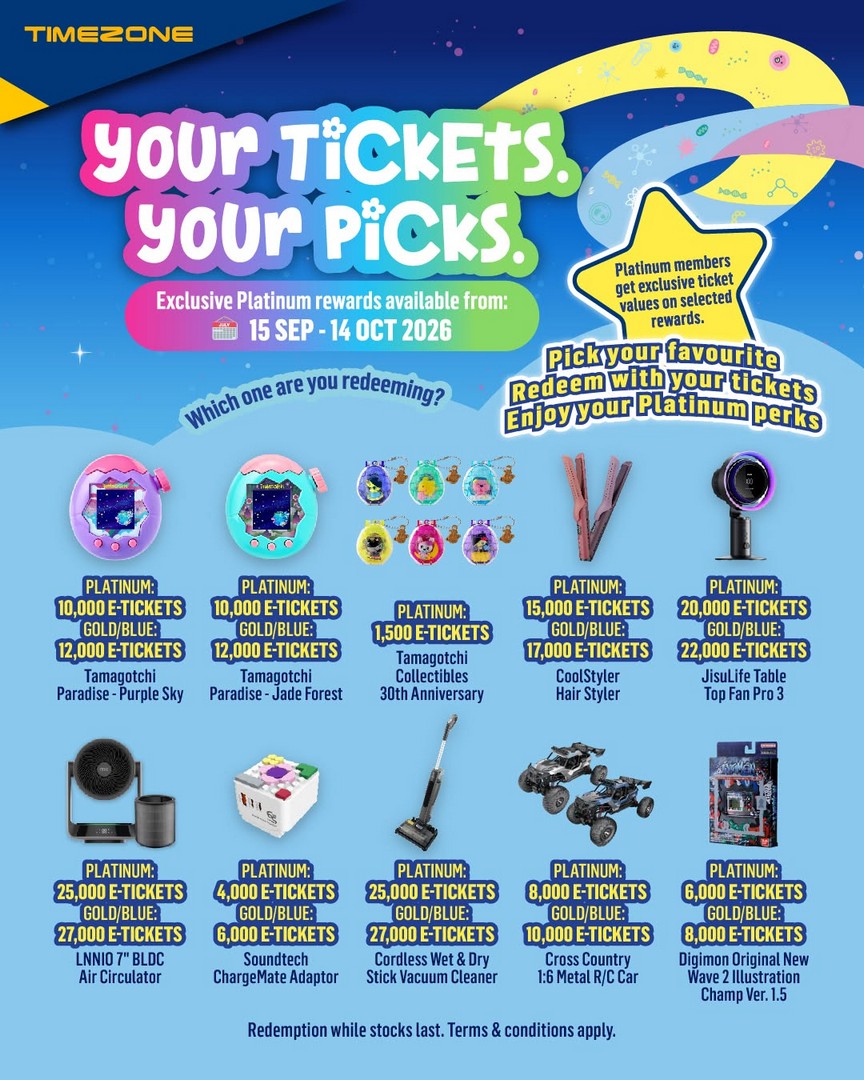 Timezone-Singapore-Platinum-Paradise-5 15 September-14 October 2026: Timezone Singapore Platinum Paradise: Exclusive Rewards Redemption Promotion, Tamagotchi, Digimon, Gadgets, Home Essentials and Collectibles