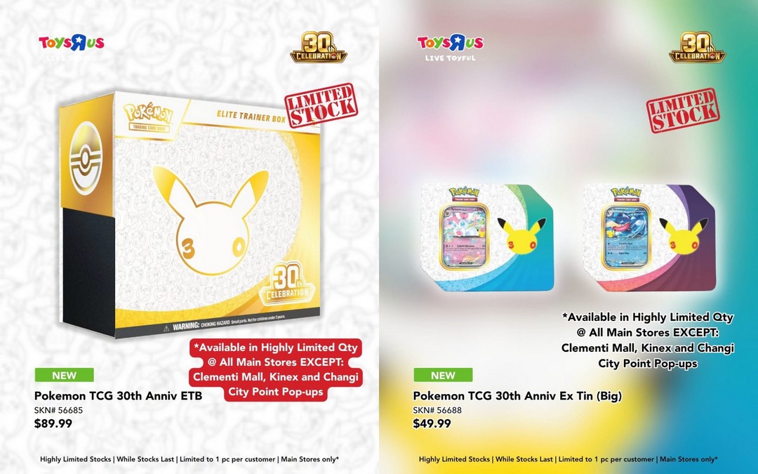 ToysRUs-Singapore-Pokemon-TCG-30th-Anniversary-Collection-Launch-3 16 September 2026 onwards: Toys“R”Us Singapore: Pokémon TCG 30th Anniversary Collection Launch Promotion, Limited Stocks & ME05 Pitch Black Booster Packs