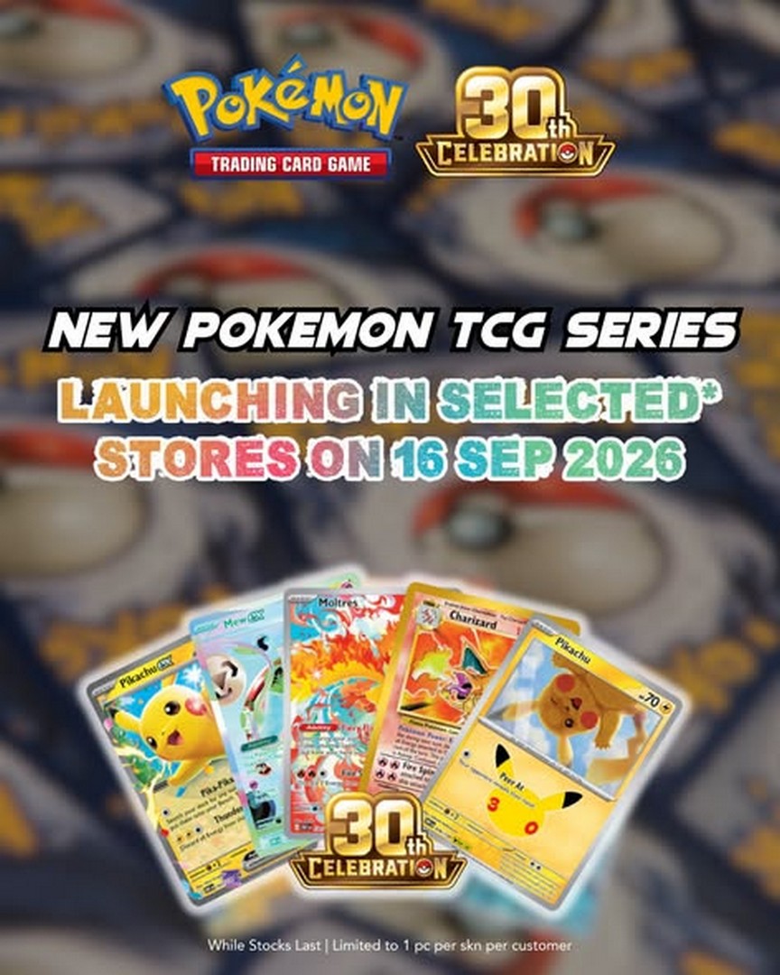 ToysRUs-Singapore-Pokemon-TCG-30th-Celebration-Promotion 16 September 2026 onwards: Toys“R”Us Singapore, Pokémon TCG 30th Celebration Promotion, Limited Anniversary Products and Pitch Black Booster Launch at Selected Stores