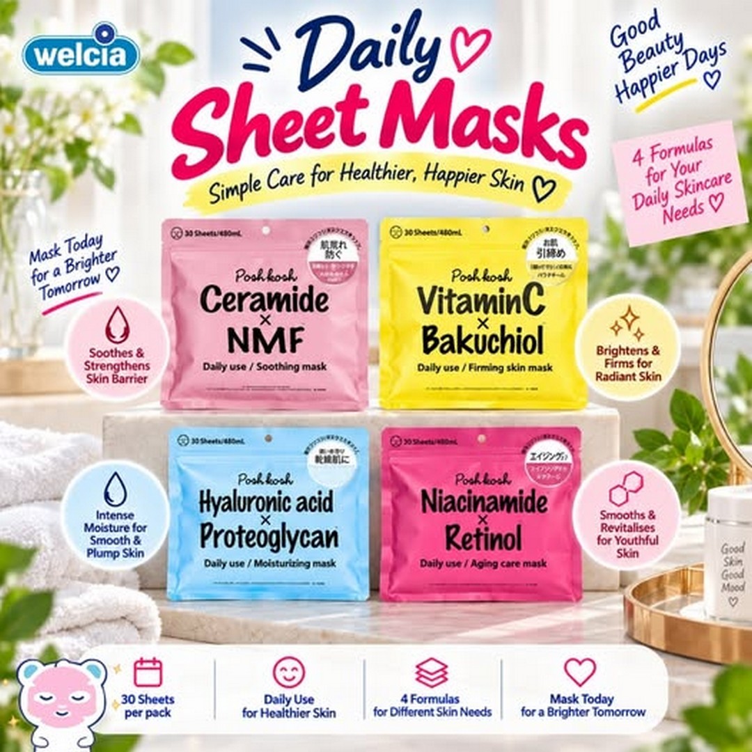 Welcia-Singapore-Posh-Kosh-Daily-Sheet-Masks-Promotion 29 September 2026 onwards: Welcia Singapore: Posh Kosh Daily Sheet Masks Promotion – 30 Sheets Per Pack Available at Welcia Stores While Stocks Last