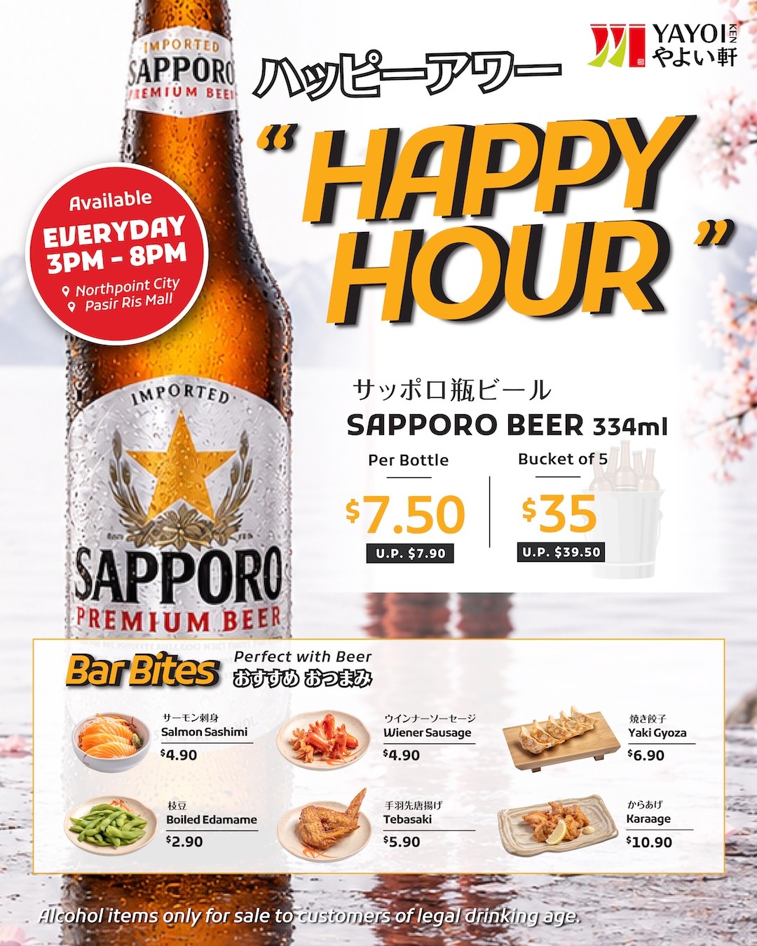 YAYOI-Sapporo-Beer-Bucket-Happy-Hour-Promotion 19 September 2026 onwards: YAYOI: Sapporo Beer Bucket Happy Hour Promotion at Northpoint City and Pasir Ris Mall