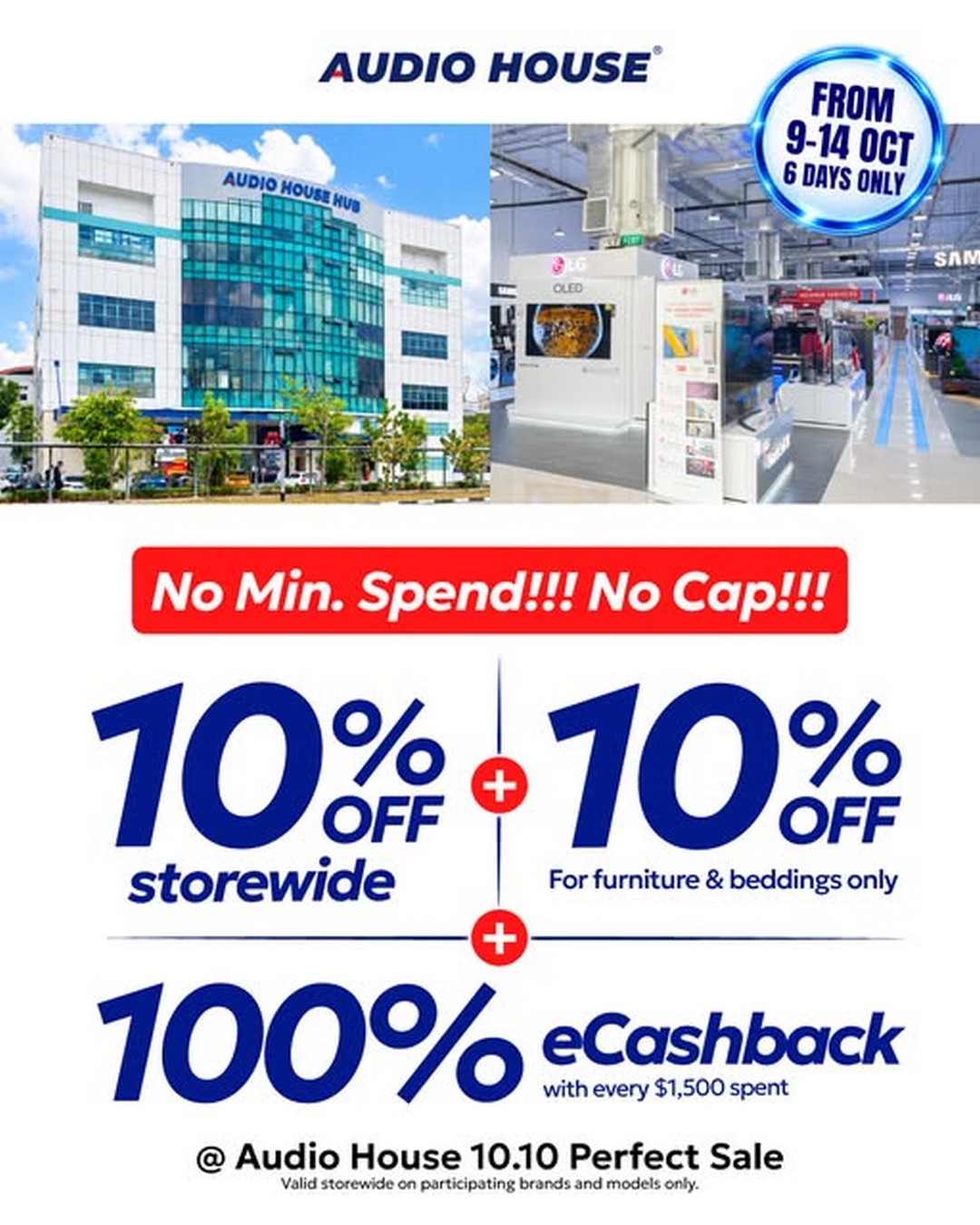 Audio-House-Singapore-10.10-Perfect-Sale-with-10-Off-Storewide 9–14 October 2026: Audio House Singapore: 10.10 Perfect Sale with 10% Off Storewide, 100% eCashback, Extra Furniture Discounts and NEA Climate Voucher Rewards