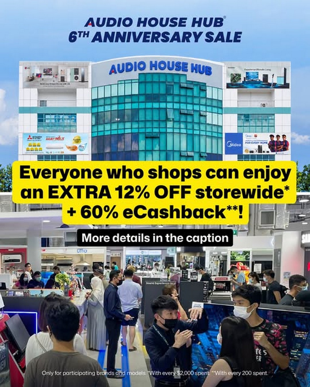 Audio-House-Singapore-6th-Anniversary-Sale-2 23 October–4 November 2026: Audio House Singapore 6th Anniversary Sale – Extra 12% Off Storewide, 60% eCashback, Appliance Discounts and Grocery Vouchers at Ubi