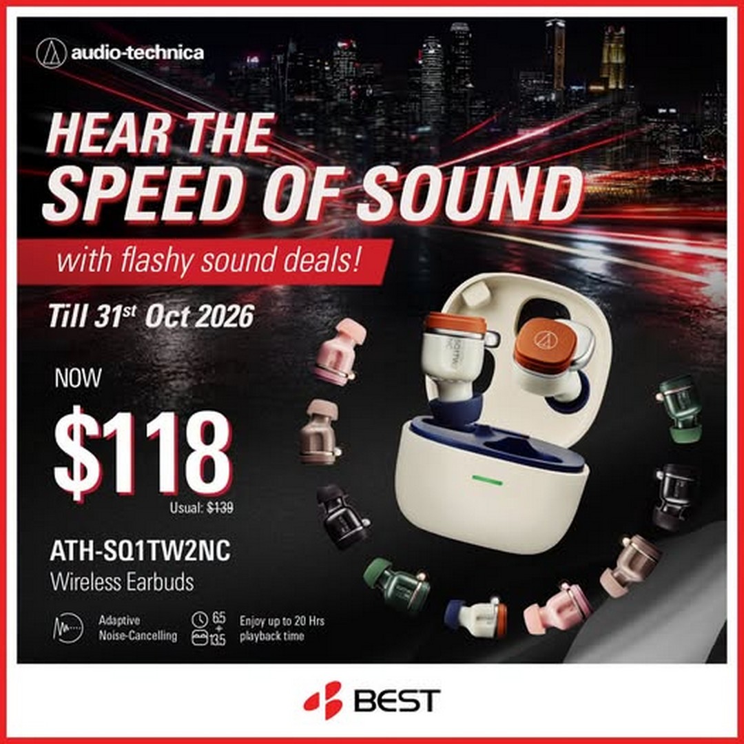 BEST-Denki-Singapore-Audio-Technica-HEAR-THE-SPEED-OF-SOUND Now Till 31 October 2026: BEST Denki Singapore: Audio-Technica HEAR THE SPEED OF SOUND Promotion – Enjoy Special Prices on ATH-SQ1TW2NC Wireless Earbuds