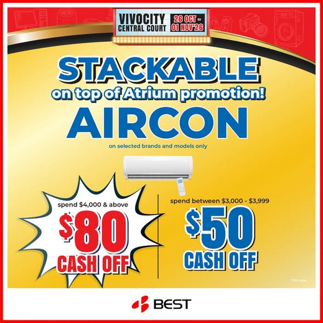 BEST-Denki-Singapore-Denki-Show-Promotion-at-VivoCity-Atrium-1 26 October–1 November 2026: BEST Denki Singapore Denki Show Promotion at VivoCity Atrium – Enjoy Extra Cash-Off Deals with Minimum Spend