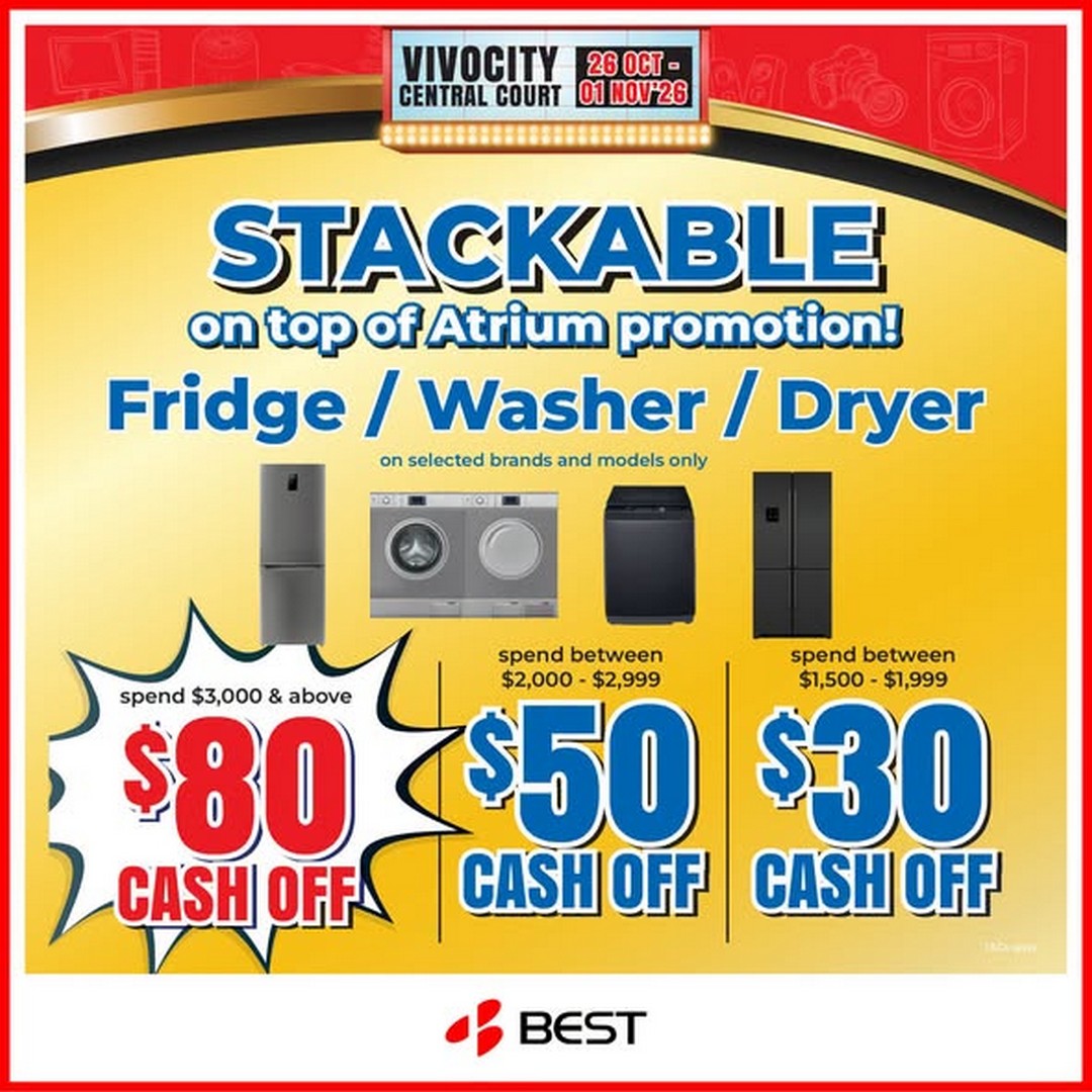 BEST-Denki-Singapore-Denki-Show-Promotion-at-VivoCity-Atrium-2 26 October–1 November 2026: BEST Denki Singapore Denki Show Promotion at VivoCity Atrium – Enjoy Extra Cash-Off Deals with Minimum Spend