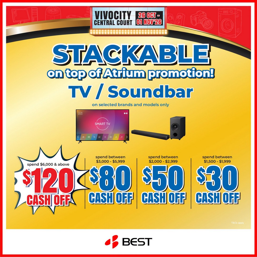 BEST-Denki-Singapore-Denki-Show-Promotion-at-VivoCity-Atrium-5 26 October–1 November 2026: BEST Denki Singapore Denki Show Promotion at VivoCity Atrium – Enjoy Extra Cash-Off Deals with Minimum Spend