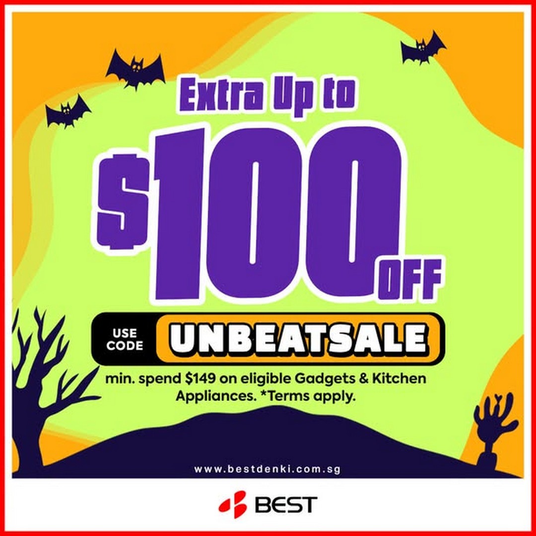 BEST-Denki-Singapore-Halloween-Online-Promotion-1 30 October 2026 onwards: BEST Denki Singapore Halloween Online Promotion – Get Up to $100 Off with UNBEATSALE Promo Code, Minimum Spend $149