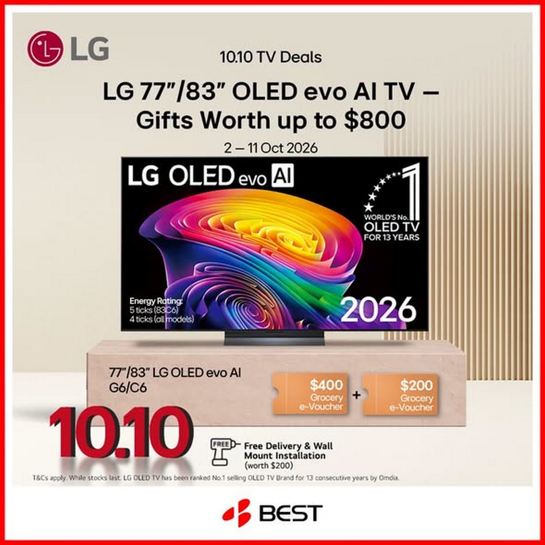 BEST-Denki-Singapore-LG-10.10-TV-Sale-2 2-11 October 2026: BEST Denki Singapore: LG 10.10 TV Sale with Up to $1,000 Off and Free Gifts Worth Up to $800