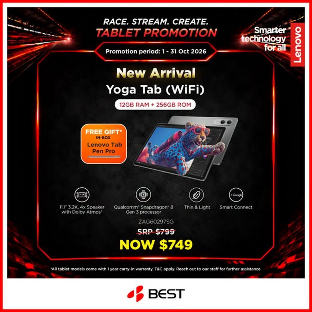 BEST-Denki-Singapore-Lenovo-Tablet-Promotion-with-Up-to-15-Off-1 1-31 October 2026: BEST Denki Singapore: Lenovo Tablet Promotion with Up to 15% Off and Free Gifts Worth Up to $198