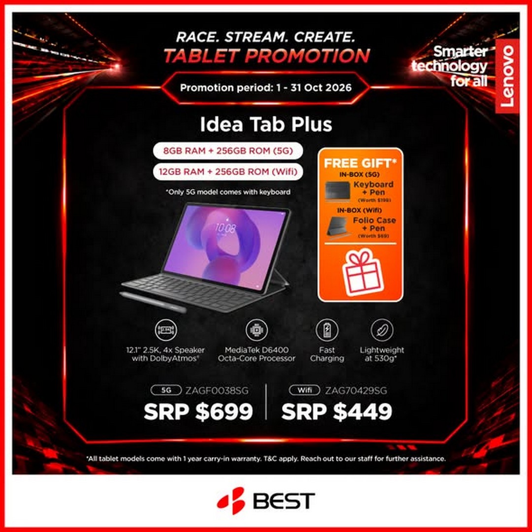 BEST-Denki-Singapore-Lenovo-Tablet-Promotion-with-Up-to-15-Off-2 1-31 October 2026: BEST Denki Singapore: Lenovo Tablet Promotion with Up to 15% Off and Free Gifts Worth Up to $198