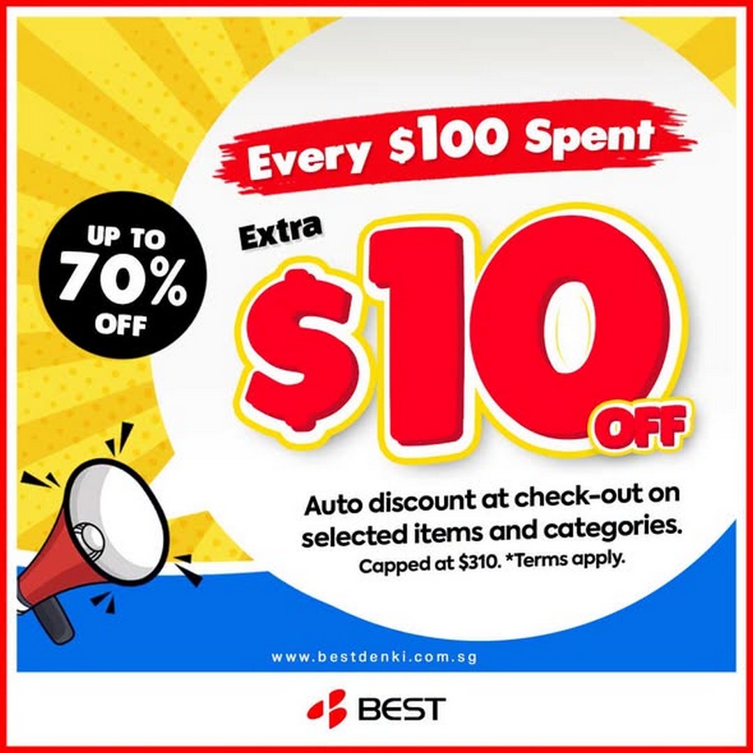BEST-Denki-Singapore-Perfect-10.10-Early-Bargain-Sale-1 2 October 2026 onwards: BEST Denki Singapore: Perfect 10.10 Early Bargain Sale – Get $10 Off Every $100 Spent Online