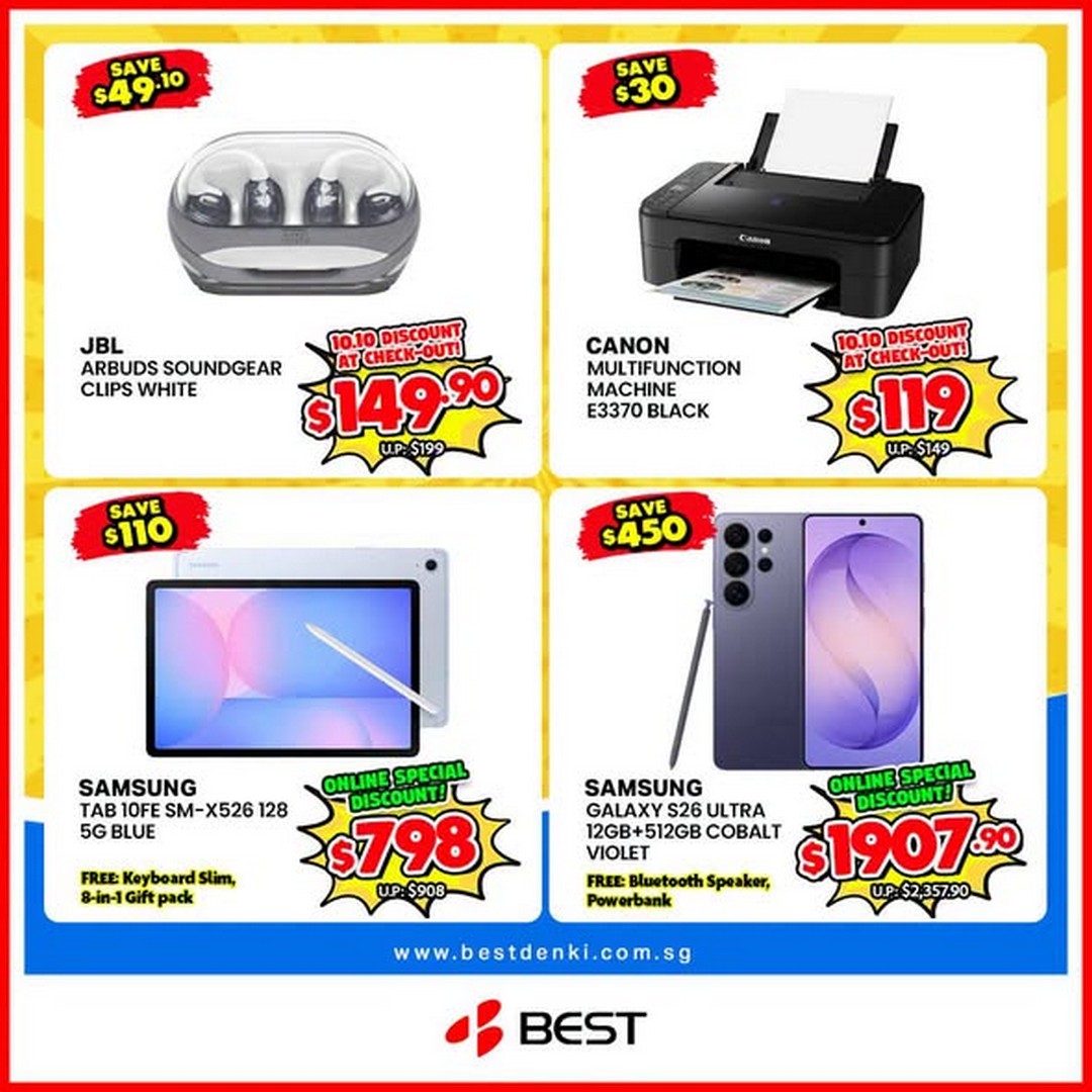 BEST-Denki-Singapore-Perfect-10.10-Early-Bargain-Sale-2 2 October 2026 onwards: BEST Denki Singapore: Perfect 10.10 Early Bargain Sale – Get $10 Off Every $100 Spent Online