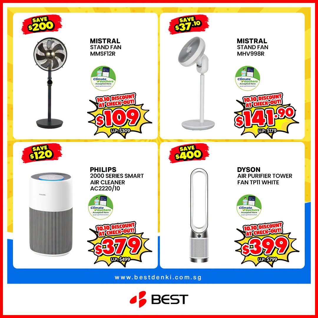 BEST-Denki-Singapore-Perfect-10.10-Early-Bargain-Sale-4 2 October 2026 onwards: BEST Denki Singapore: Perfect 10.10 Early Bargain Sale – Get $10 Off Every $100 Spent Online