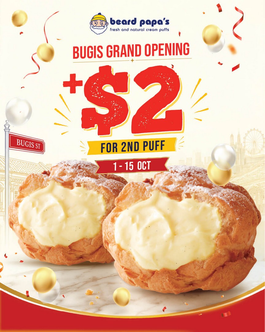 Beard-Papas-2-Second-Cream-Puff-Promotion-at-Bugis-Junction 1-15 October 2026: Beard Papa’s: $2 Second Cream Puff Promotion at Bugis Junction