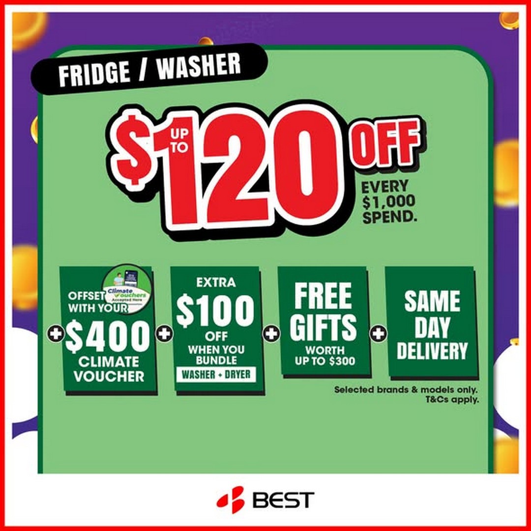 Best-Denki-Singapore-Home-Appliance-Sale-1 3-9 October 2026: Best Denki Singapore: Home Appliance Sale with Up to 12% Off Selected Fridges & Washers, Up to $300 Grocery Voucher, $100 Bundle Discount and Free Same-Day Delivery