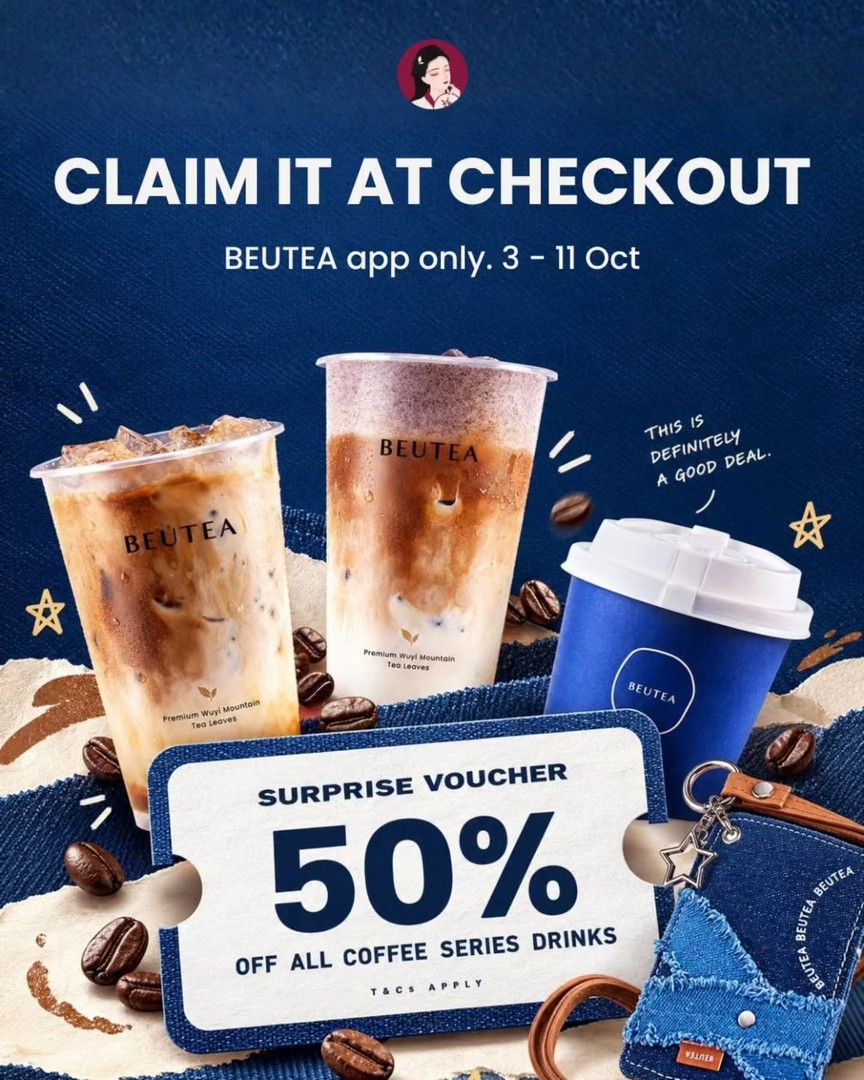 Beutea-50-OFF-All-Coffee-Series-Drinks-Promotion 3-11 October 2026: Beutea: 50% OFF All Coffee Series Drinks Promotion at Selected Singapore Outlets