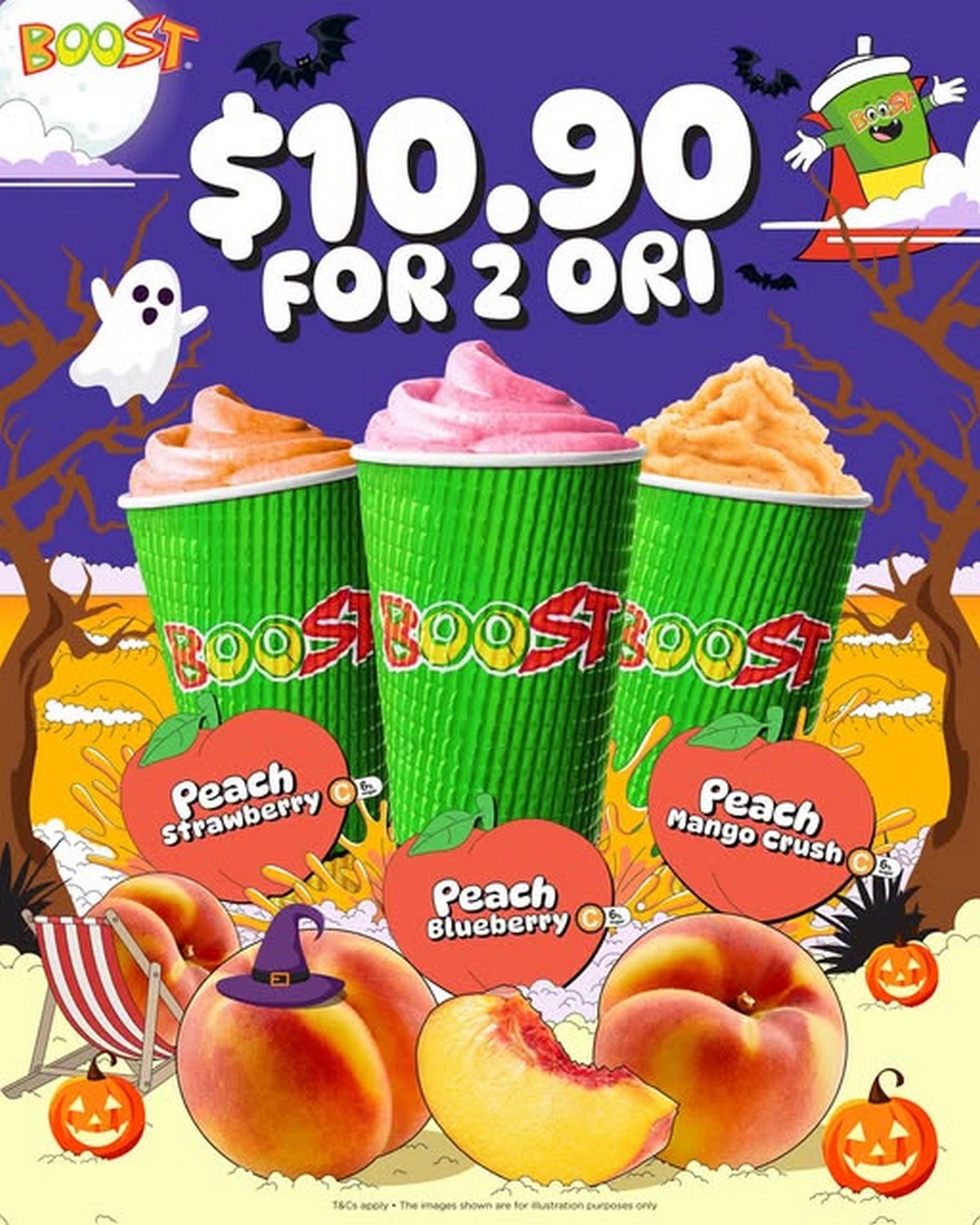 Boost-Juice-Bars-Singapore-Halloween-Promotion-–-Get-Any-2-Original-Sized 31 October 2026: Boost Juice Bars Singapore Halloween Promotion – Get Any 2 Original-Sized Peach Drinks for Just $10.90, One-Day-Only Deal!