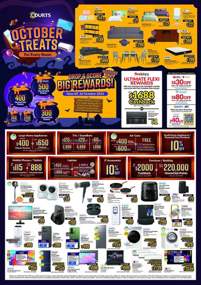 COURTS-Singapore-October-Treats-for-Every-Room-Home-Furniture 16 October 2026 Onwards: COURTS Singapore: October Treats for Every Room Home Furniture, Electronics and Appliances Promotion – Shop Great Deals for Your Home