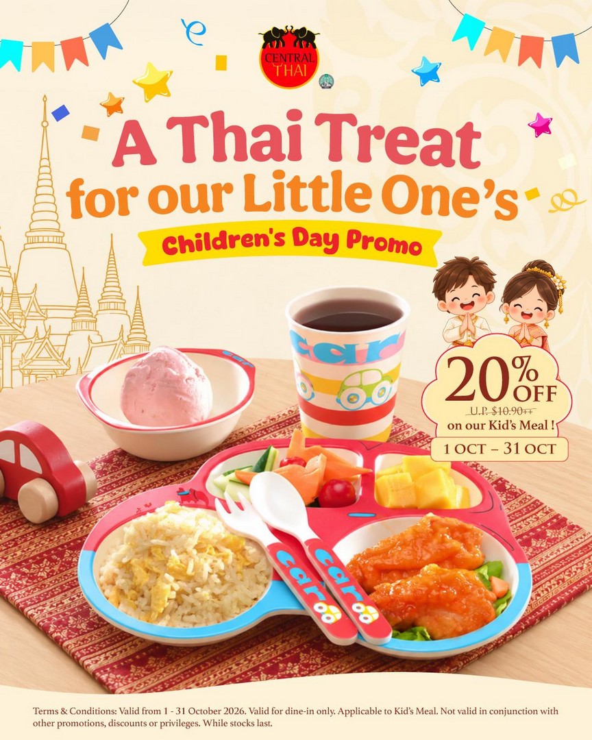 Central-Thai-20-OFF-Kids-Meal-Promotion-at-Changi-Airport-Terminal-3 1-31 October 2026: Central Thai: 20% OFF Kids’ Meal Promotion at Changi Airport Terminal 3