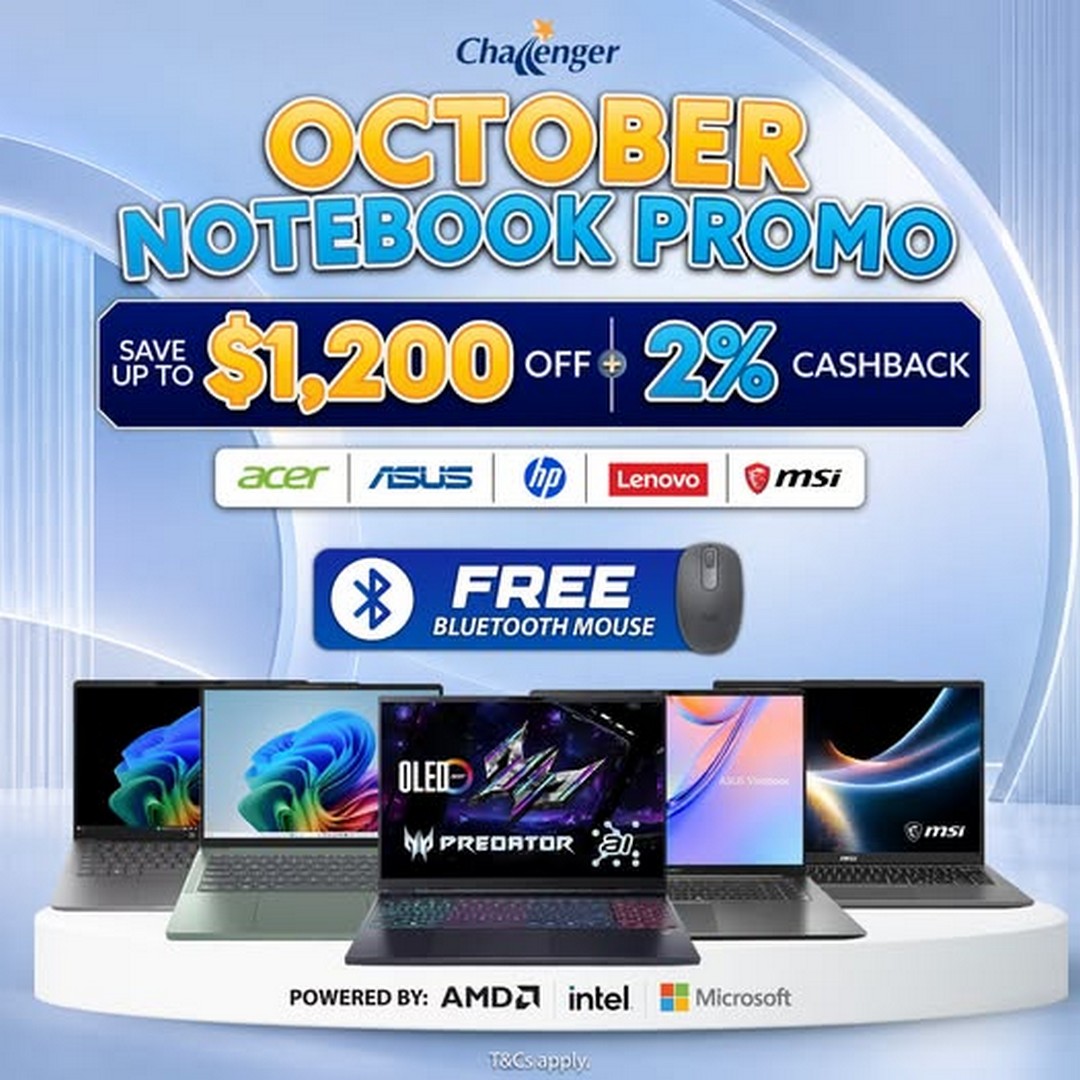 Challenger-Singapore-October-Notebook-Promotion 9 October 2026 onwards: Challenger Singapore: October Notebook Promotion – Save Up to $1,200, Get 2% Cashback and a Free Bluetooth Mouse
