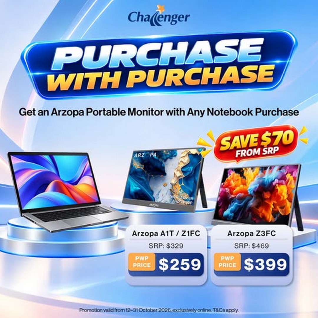 Challenger-Singapore-Save-70-on-Arzopa-Portable-Monitors-with-Notebook 12-31 October 2026: Challenger Singapore: Save $70 on Arzopa Portable Monitors with Notebook Purchase in Exclusive Online Promotion