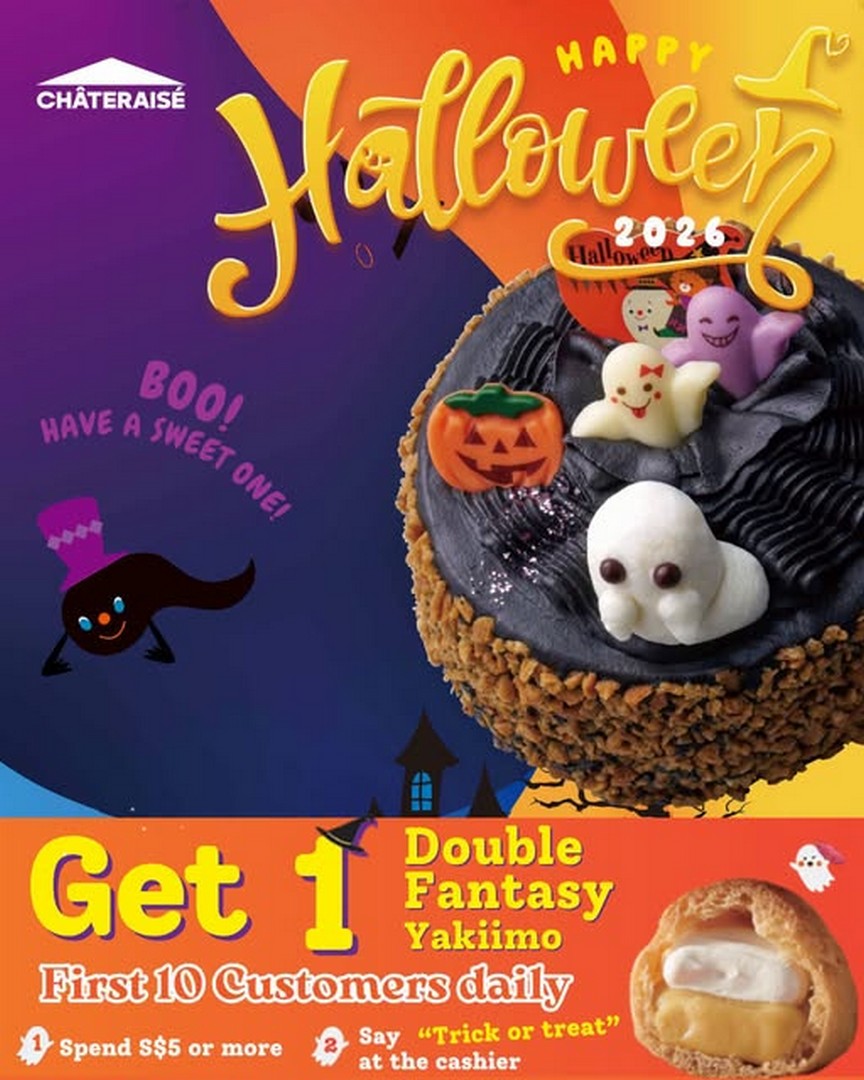 Chateraise-Singapore-Halloween-Promotion-2 28 October 2026 onwards: Châteraisé Singapore Halloween Promotion – Enjoy a Free Double Fantasy Yakiimo with a Minimum Spend of $5