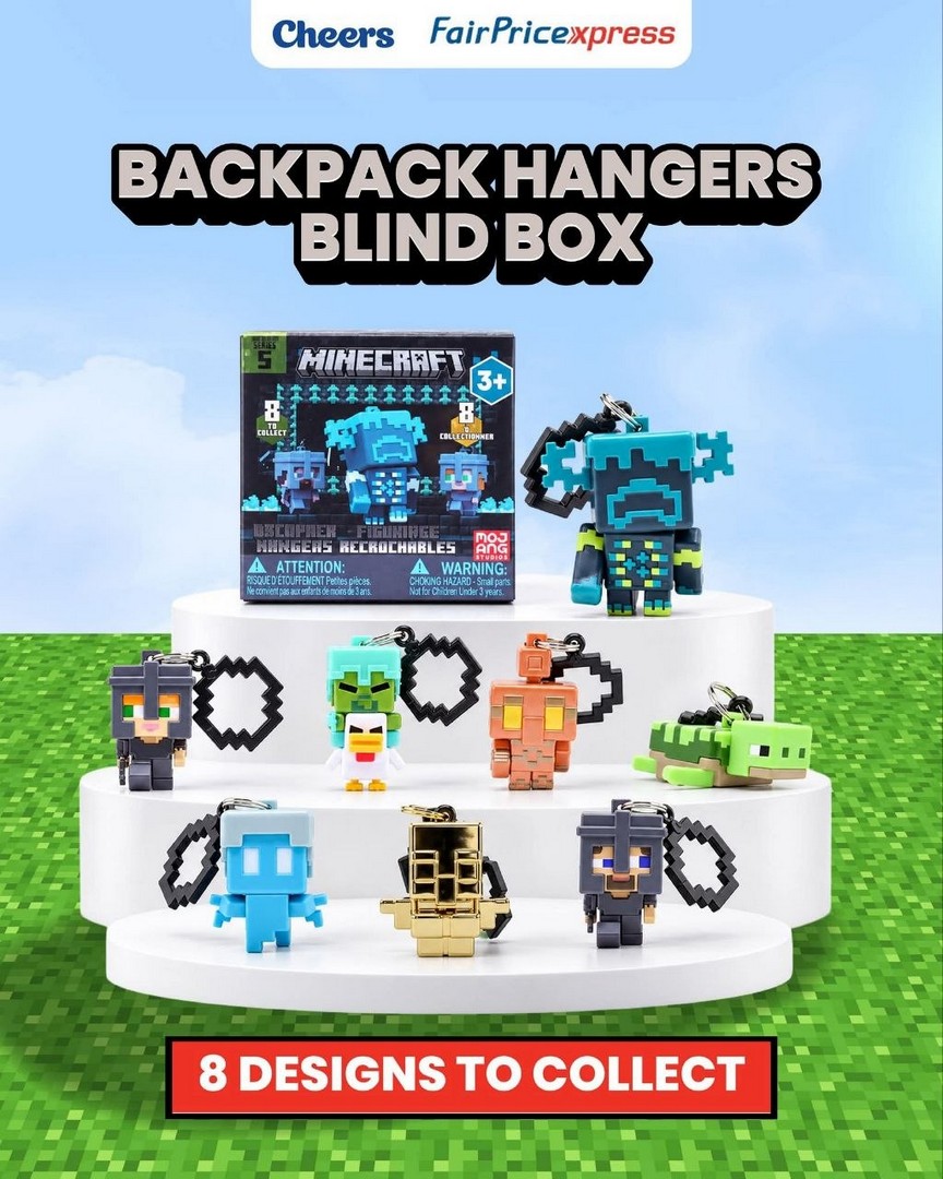 Cheers-FairPrice-Xpress-Singapore-Minecraft-Collectibles-Promotion-2 28 October 2026 onwards: Cheers & FairPrice Xpress Singapore Minecraft Collectibles Promotion – Jelly Cubes, Squishme Blind Bags and Backpack Hangers at Participating Outlets, While Stocks Last