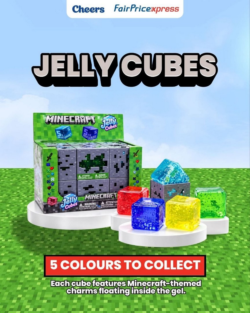 Cheers-FairPrice-Xpress-Singapore-Minecraft-Collectibles-Promotion-4 28 October 2026 onwards: Cheers & FairPrice Xpress Singapore Minecraft Collectibles Promotion – Jelly Cubes, Squishme Blind Bags and Backpack Hangers at Participating Outlets, While Stocks Last