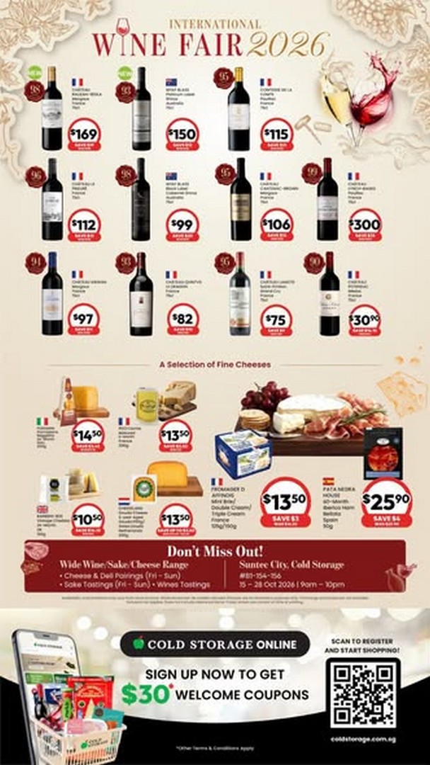 Cold-Storage-Singapore-International-Wine-Fair-2026-Promotion-1 15-28 October 2026: Cold Storage Singapore: International Wine Fair 2026 Promotion with Wine, Sake and Cheese Deals at Suntec City