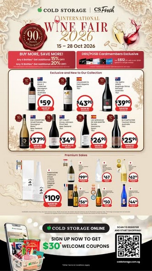 Cold-Storage-Singapore-International-Wine-Fair-2026-Promotion 15-28 October 2026: Cold Storage Singapore: International Wine Fair 2026 Promotion with Wine, Sake and Cheese Deals at Suntec City