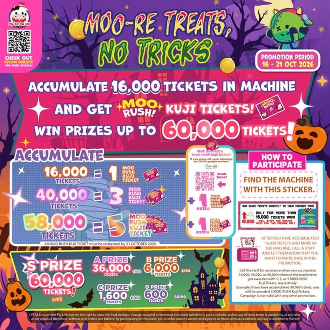 Cow-Play-Cow-Moo-MOO-re-Treats-No-Tricks-Ticket-Kuji-Promotion 16-31 October 2026: Cow Play Cow Moo: MOO-re Treats, No Tricks Ticket Kuji Promotion with Prizes of Up to 60,000 Tickets at 15 Singapore Outlets