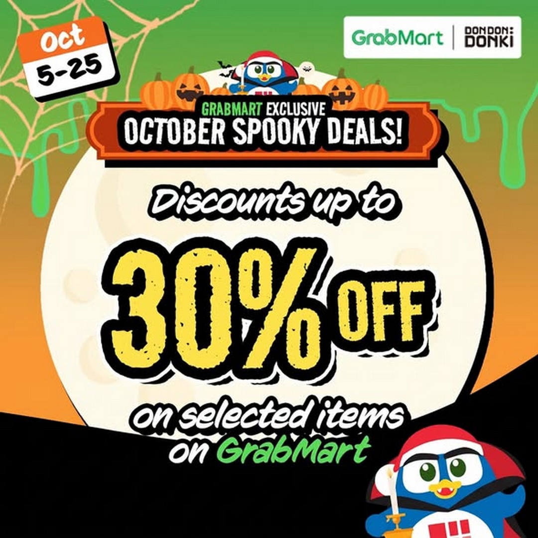 DON-DON-DONKI-Singapore-GrabMart-Exclusive-Spooky-Savings 5-25 October 2026: DON DON DONKI Singapore: GrabMart Exclusive Spooky Savings Promotion with 20% Off First Orders and Up to 30% Off Selected Items