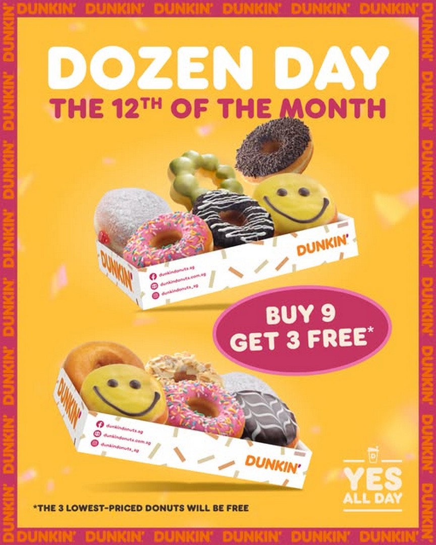 Dunkin-Dozen-Day-Promotion-–-Buy-9-Doughnuts 12 October 2026: Dunkin’: Dozen Day Promotion – Buy 9 Doughnuts and Get 3 More Free at Participating Outlets